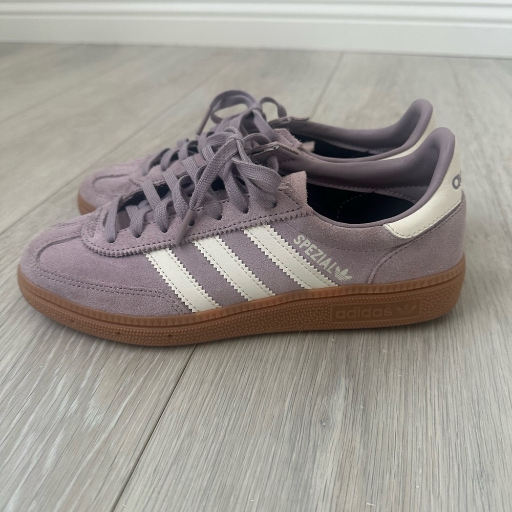 adidas Spezial Suede Sneakers in Lilac and White with Gum Sole